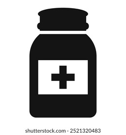 Icono del Vector de la botella de las píldoras médicas aislado en el fondo blanco, símbolo de los primeros auxilios