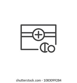 Medical pills box outline icon. linear style sign for mobile concept and web design. Medicine drug pack simple line vector icon. Symbol, logo illustration. Pixel perfect vector graphics
