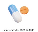 medical Pills capsule drug flying 3d icon vector illustration