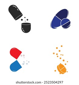 Medical pills, capsule and drug vector web icon isolated on white background