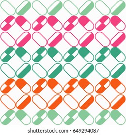 Medical pills and capsules seamless pattern. Vector illustration.

