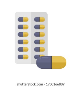 Medical pills flat icon. Colorful illustration of pills. Vector.