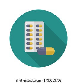 Medical pills flat icon. Colorful illustration of pills. Vector.