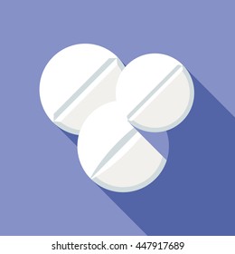 Medical pills flat icon. Stylized medication tablets symbol. Health care illustration in EPS8 vector format.