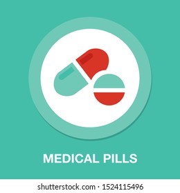 Medical Pills Icon, Medicine Icon, Health Tablet, Drug Symbol