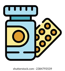 Medical pills icon outline vector. Clinic care. Health doctor color flat