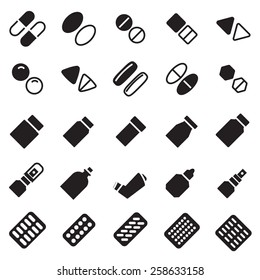 medical pills icon set