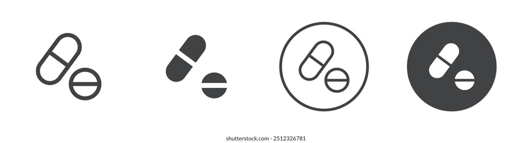 Medical pills icon Vector logo outline