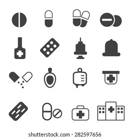 Medical and Pills icons set, Vector 