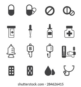 Medical and Pills icons set, Vector 