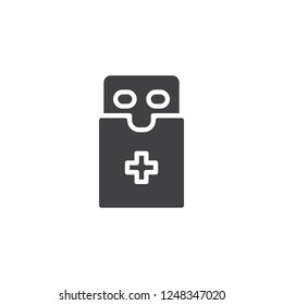 Medical pills pack vector icon. filled flat sign for mobile concept and web design. Drugs packaging simple solid icon. Pharmacy symbol, logo illustration. Pixel perfect vector graphics