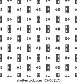 Medical pills seamless pattern. Background made from capsules and pills. Vector