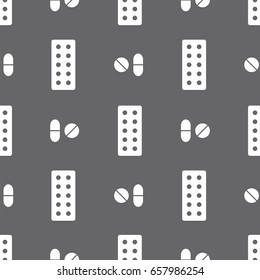 Medical pills seamless pattern. Background made from capsules and pills.