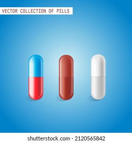 Medical pills. Set of different pills. Vector illustration