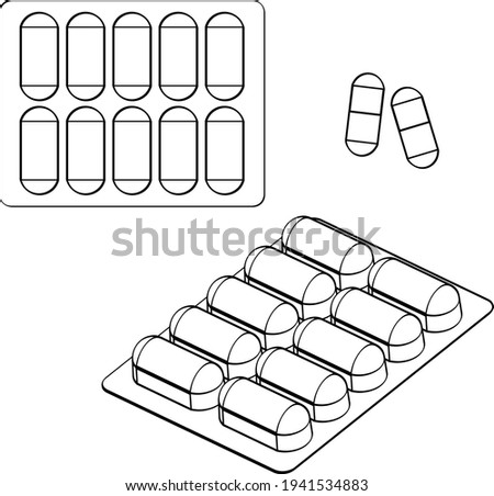 Medical pills set, vector illustration.