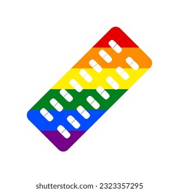 Medical Pills sign. Rainbow gay LGBT rights colored Icon at white Background. Illustration.