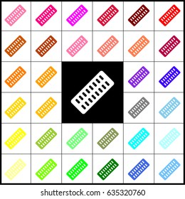 Medical Pills sign. Vector. Felt-pen 33 colorful icons at white and black backgrounds. Colorfull.