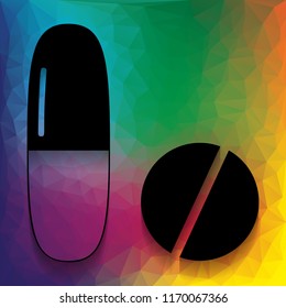 Medical pills sign. Vector. Flat style black icon on white.