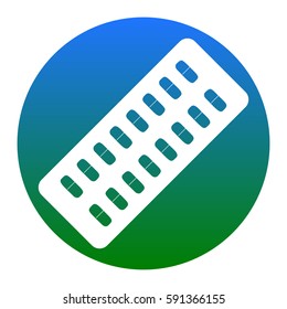 Medical Pills sign. Vector. White icon in bluish circle on white background. Isolated.
