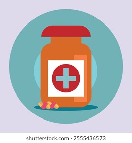 Medical pills or tablets with bottle vector design