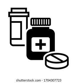 Medical pills, tablets and bottles icons for drugstore, ui, web, app. Health Care Medicine symbol illustration.