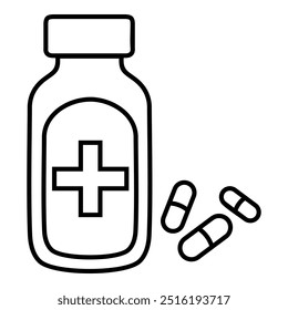 Medizinische Pillen, Tabletten und Flaschen Symbole für Drogerie, ui, Web, App. Symbolgrafik für die Gesundheitsmedizin.