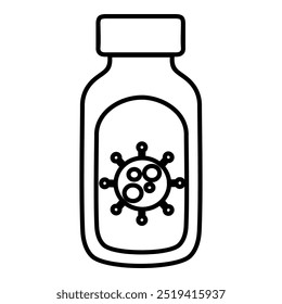 pílulas médicas, comprimidos e garrafas ícones para farmácia, laboratório, iu, web, aplicativo. Ilustração do símbolo da medicina da saúde com o vetor do projeto do vírus da coroa.