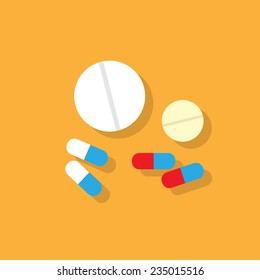 medical pills tablets health care flat icon vector illustration