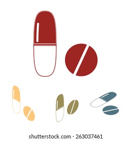 Medical pills vector icon. Flat isometric style