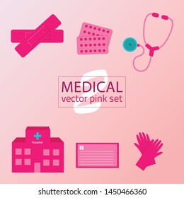 medical pink vector set 2 illustration 