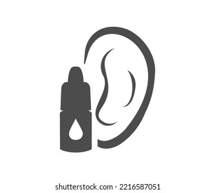 Medical pipette with a drop. Treatment of ear diseases logo design. Human ears with pipette vector design and illustration.
