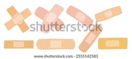 Medical plaster, adhesive bandage in the flat style on white background.