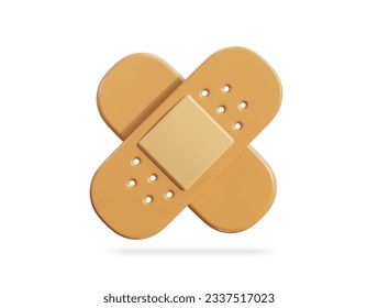 Medical plaster bandage vector icon 3d render illustration