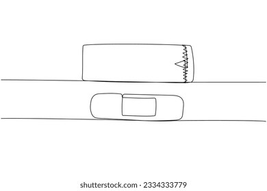 Medical plaster, Corn Plaster, elastic medical plaster or adhesive plaster, First Aid Medical, Surgical Tape one line art. Continuous line drawing of medication, healthcare, clinical, disposable