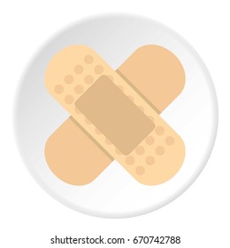 Medical plaster icon in flat circle isolated vector illustration for web