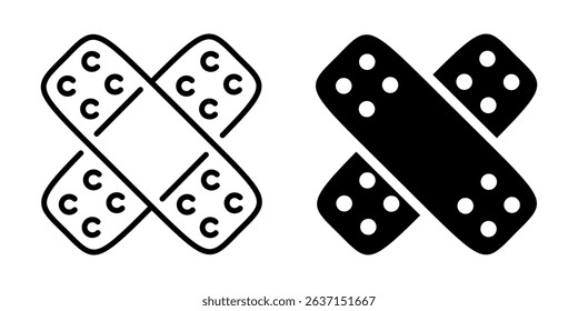 Medical plaster icon. Line and silhouette style.
