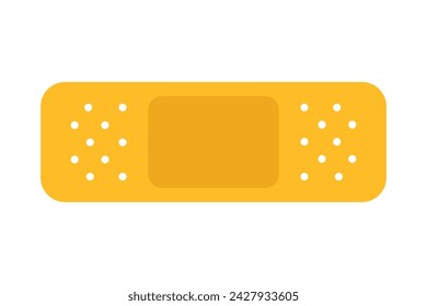 Medical plaster isolated on white background, wound plasterer or bandaged patch, vector adhesive health care object. Injury tape plaster flat design, Sticking plaster.First aid concept.