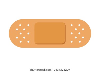 Medical plaster isolated on white background, wound plasterer or bandaged patch, vector adhesive health care object. Injury tape plaster flat design, Sticking plaster.First aid concept.