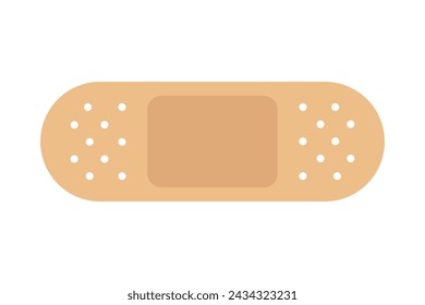 Medical plaster isolated on white background, wound plasterer or bandaged patch, vector adhesive health care object. Injury tape plaster flat design, Sticking plaster.First aid concept.