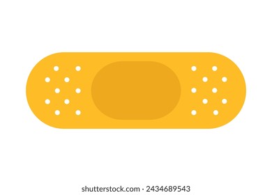 Medical plaster isolated on white background, wound plasterer or bandaged patch, vector adhesive health care object. Injury tape plaster flat design, Sticking plaster.First aid concept.