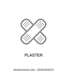 Vetor de linha de gesso médico, ícone de linha gesso ilustração, gesso de cuidados saudáveis para farmácia ferida ícone de contorno isolado no fundo branco