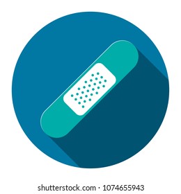 medical plaster with long shadow, simple design style. Vector illustration 