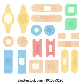 Medical plaster. Medical plasters isolated on white background, wound plaster or bandage patch, vector adhesive health care object.   Adhesive plaster icon cartoon. Single medicine icon from the big.