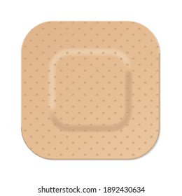 Yeso médico. Yeso de primeros auxilios. Formas cuadradas de cinta adhesiva de plástico perforado y resistente al agua, objeto de protección y cuidado de la salud, vector aislado en ilustración de fondo blanco