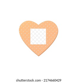 Medical plaster in shape of heart. Illustration of medical plaster, elastic bandage patches of different shapes. Various band  in bright colors