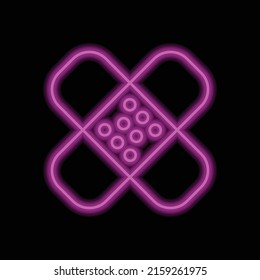 Medical plaster simple icon, vector. Flat design. Purple neon style on black background.ai