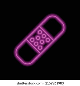 Medical plaster simple icon vector. Flat design. Purple neon style on black background.ai
