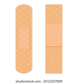 Medical plaster, strip. Breathable patch set. Firs aid tape, Different shapes. Recovery tape isolated on white background