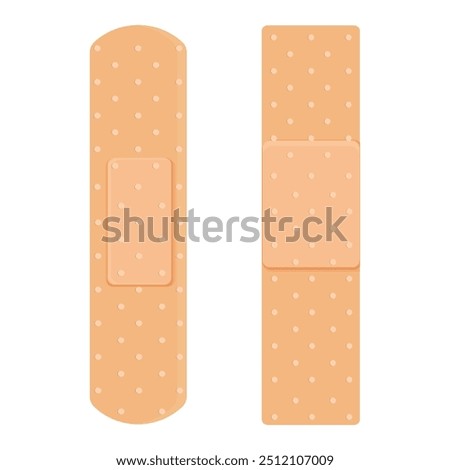 Medical plaster, strip. Breathable patch set. Firs aid tape, Different shapes. Recovery tape isolated on white background