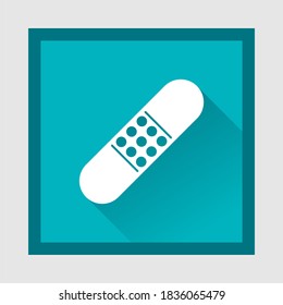 
Medical plaster symbol sign with shadow on green background.Health Care Symbol icon with shadow on medical soft symbol. elegant green color edition